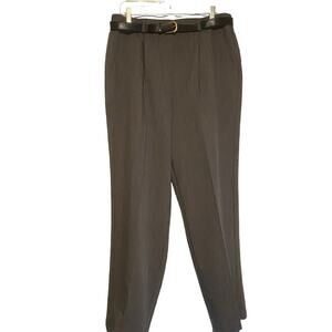 Vintage Dark Gray Pleated Women's Slacks trousers w/Black Belt office, Size 16
